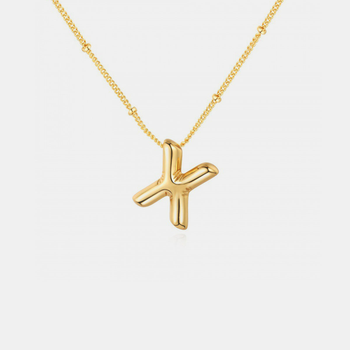 (T-Z) What’s My Name Gold-Plated Bubble Initial Necklace