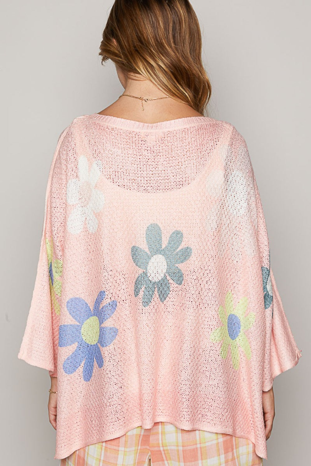 Simply Stated Flower Dropped Shoulder Long Sleeve Knit Top (POL)