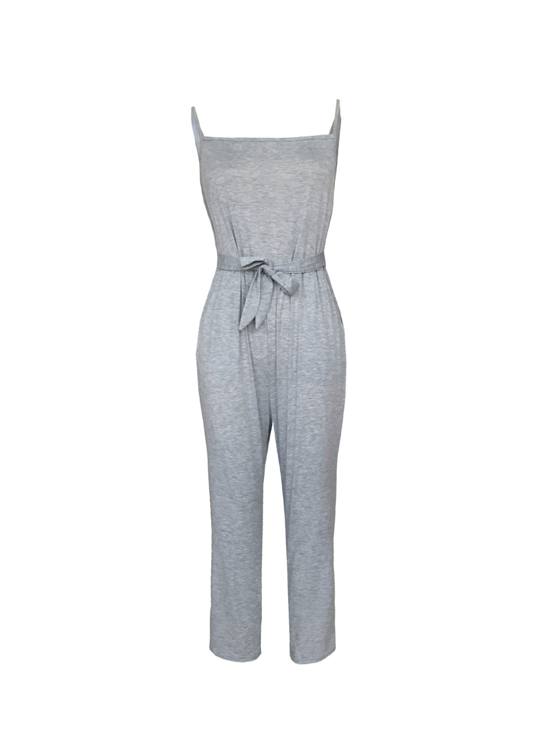 True To Me Tied Spaghetti Strap Square Neck Jumpsuit