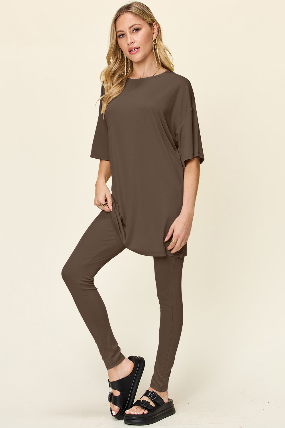 Grab Me Starbees Round Neck Dropped Shoulder T-Shirt and Leggings Set (Multiple Colors) - BP