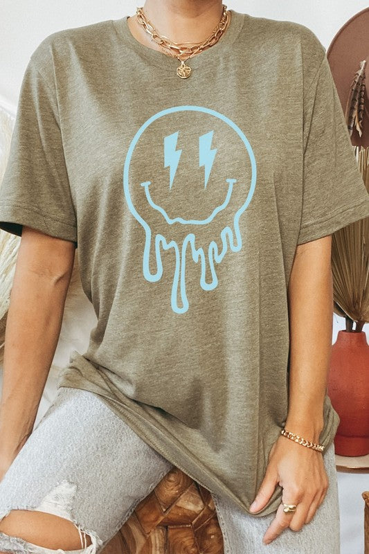 Lightning Bolt Melting Smiley Face Graphic Tee (MULTIPLE COLORS) - BP