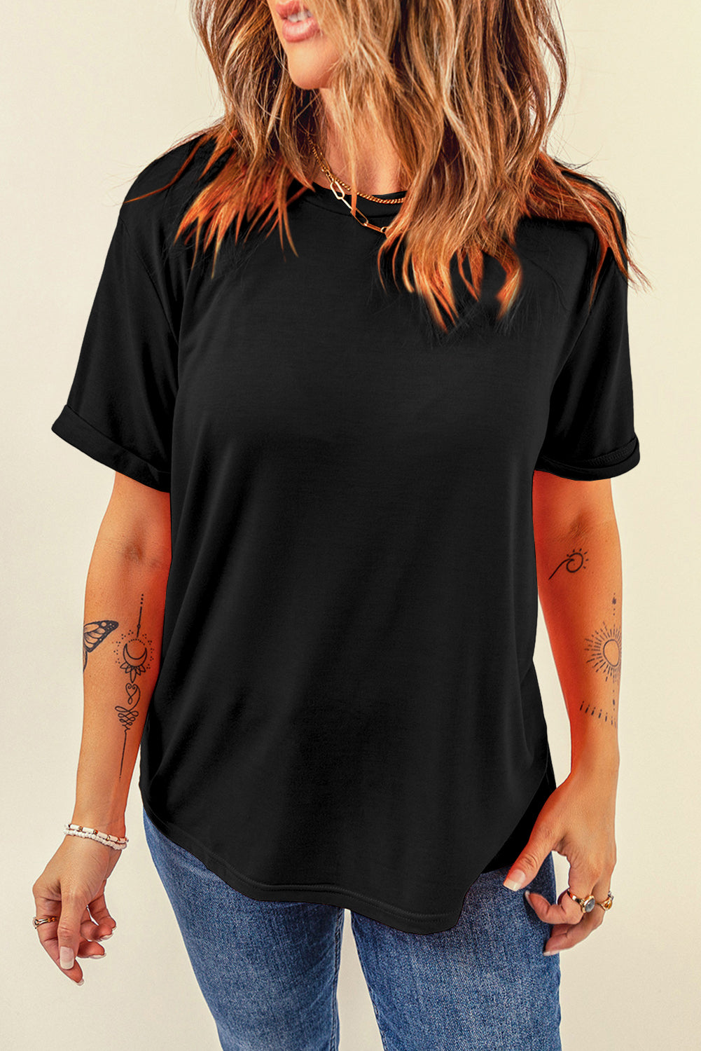 (S-2X) Basic Bishes Round Neck Short Sleeve T-Shirt (Multiple Colors)