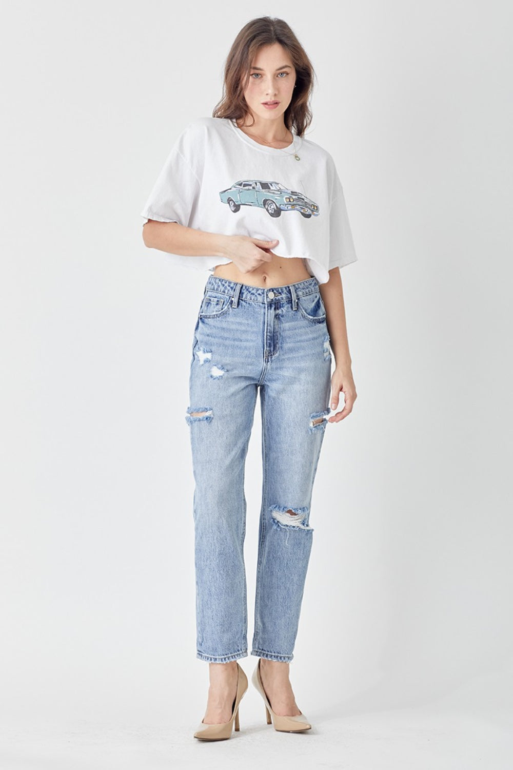 (1-13) Sofia RISEN Distressed Slim Cropped Jeans