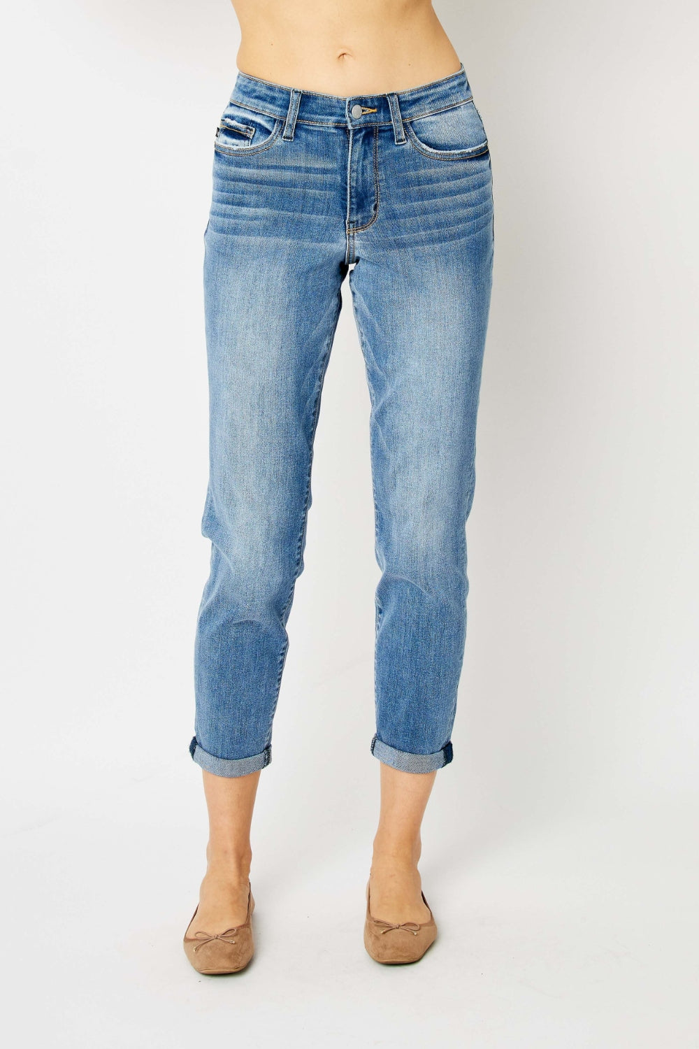 (0-24W) Sampson Judy Blue Cuffed Hem Low Waist Slim Jeans