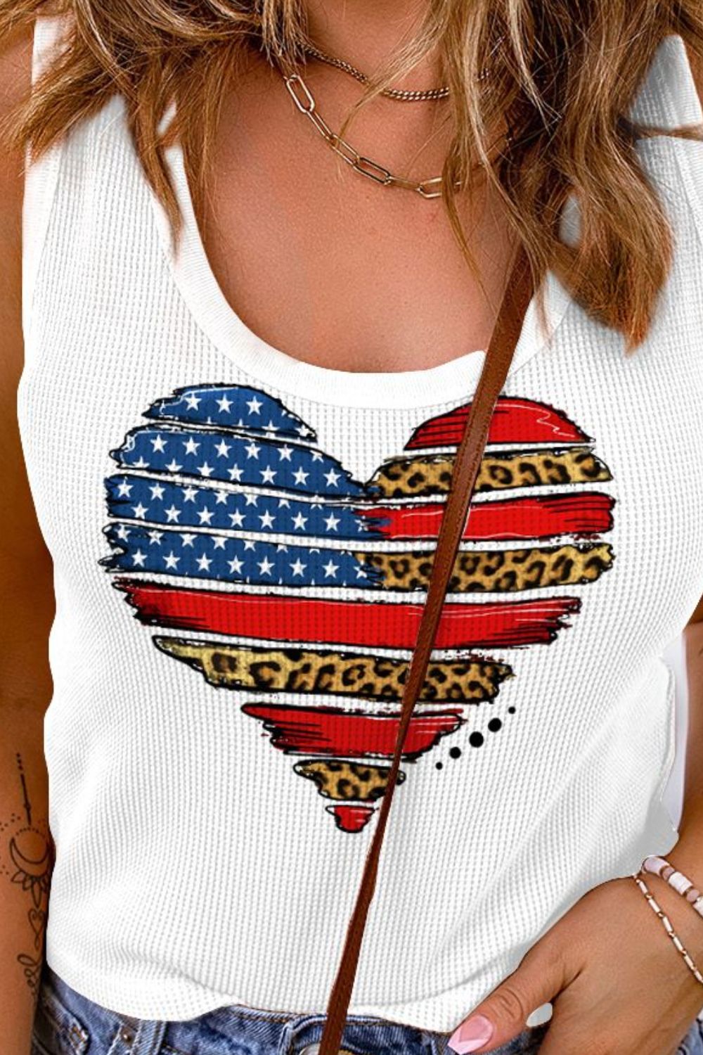 Born & Raised Star and Stripe Heart Graphic Scoop Neck Tank