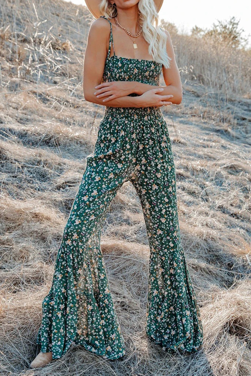 Wild Destinations Printed Spaghetti Strap Wide Leg Jumpsuit - BP