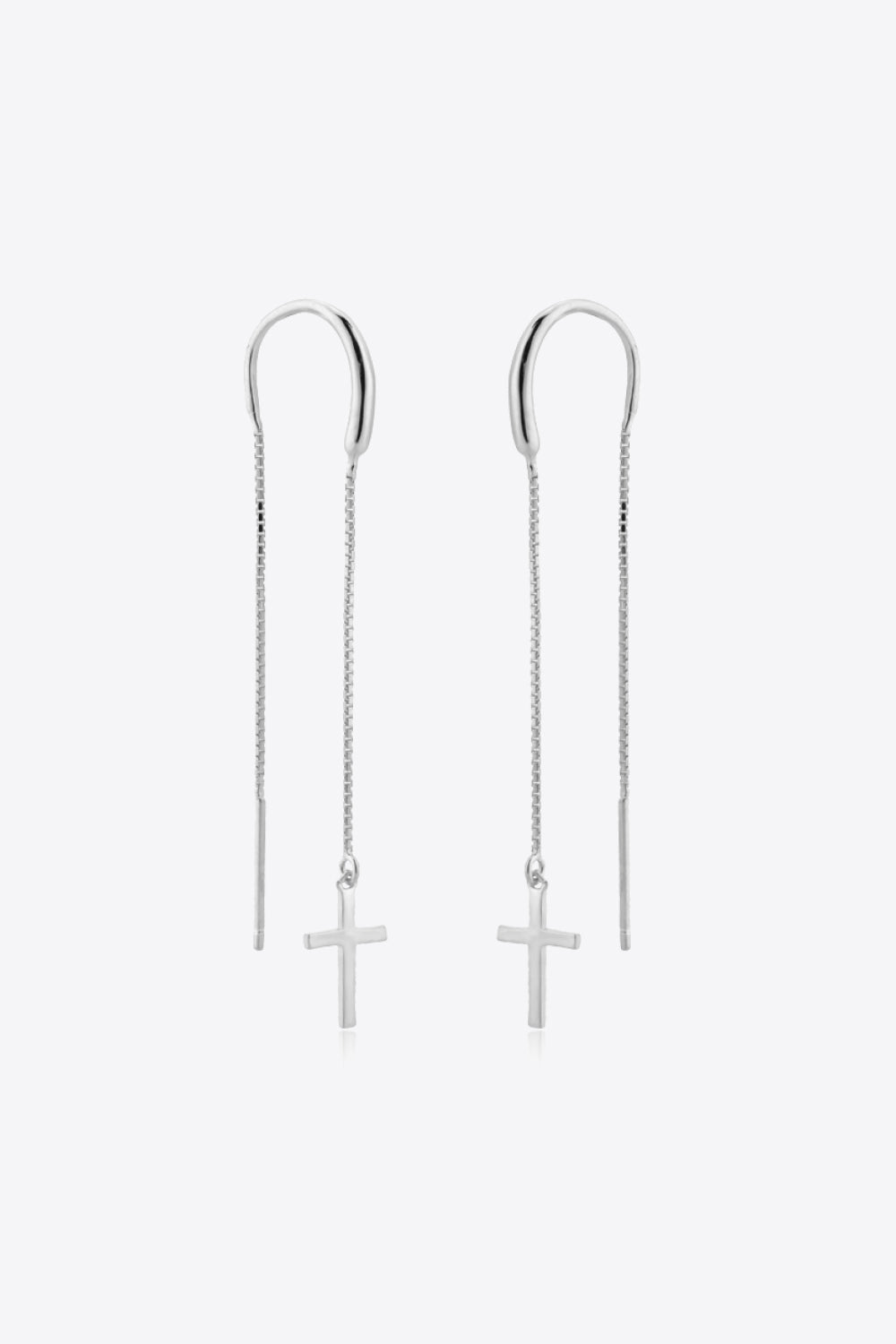 Prince Of Peace Sterling Silver Cross Threader Earrings