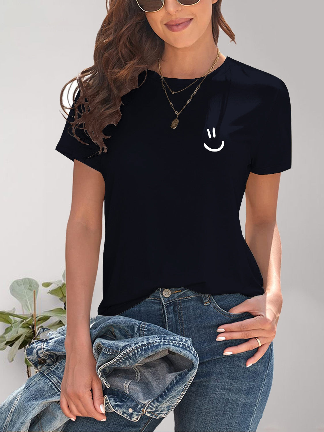 (S-2X) Smile On Purpose Graphic Round Neck Short Sleeve T-Shirt (Multiple Colors) - BP