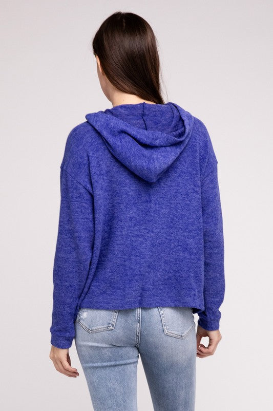 Zenana Hooded Brushed Melange Hacci Sweater (Multiple Colors) - BP