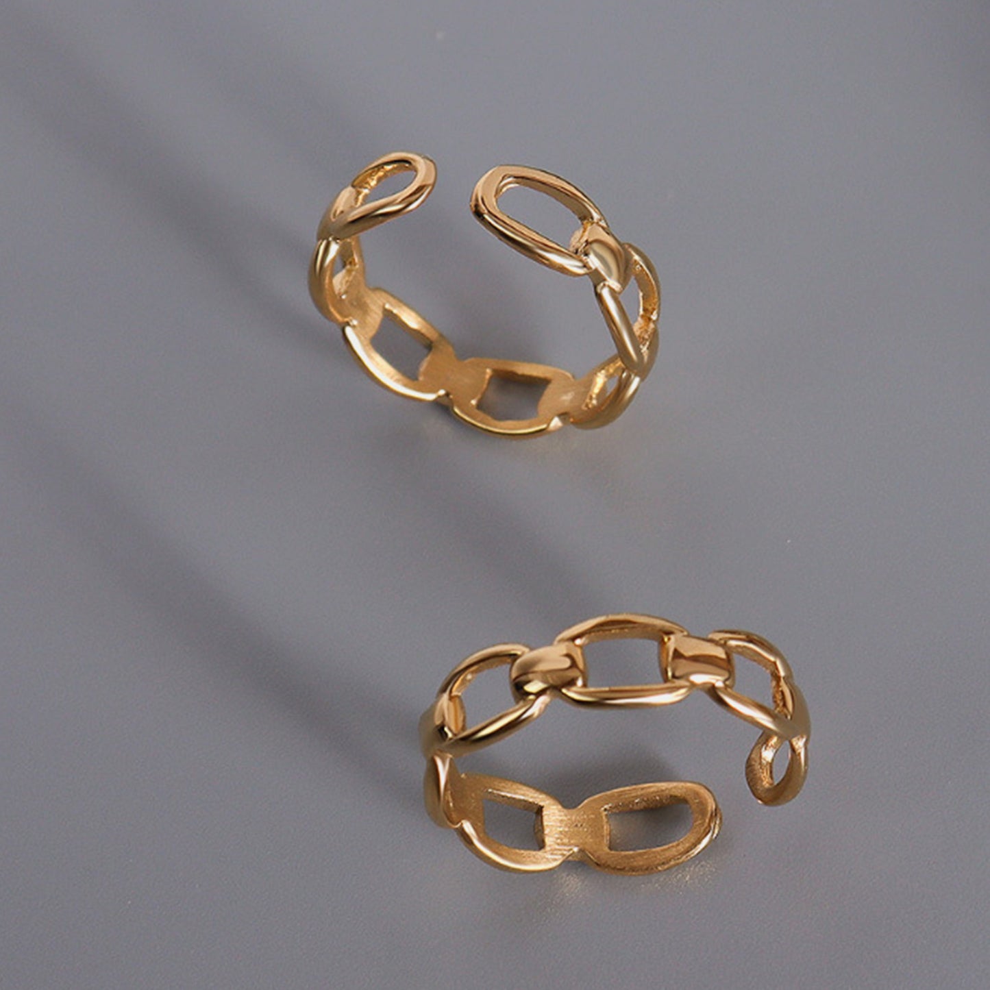 Chained To Me Titanium Steel Gold-Plated Adjustable Ring