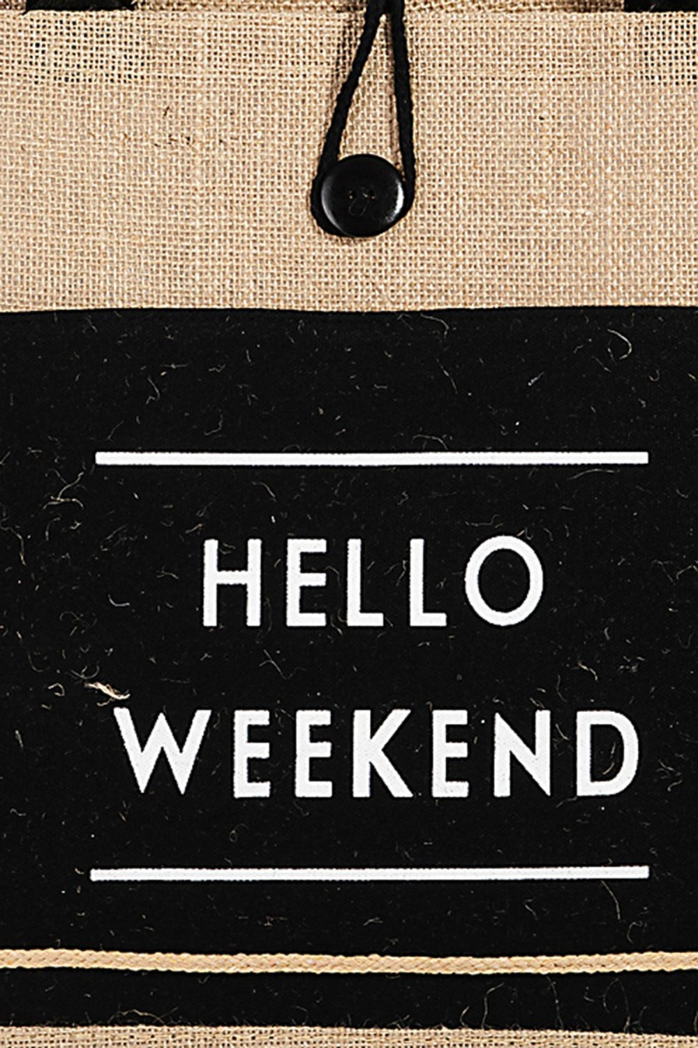 Hello Weekend Burlap Tote Bag (Multiple Colors)