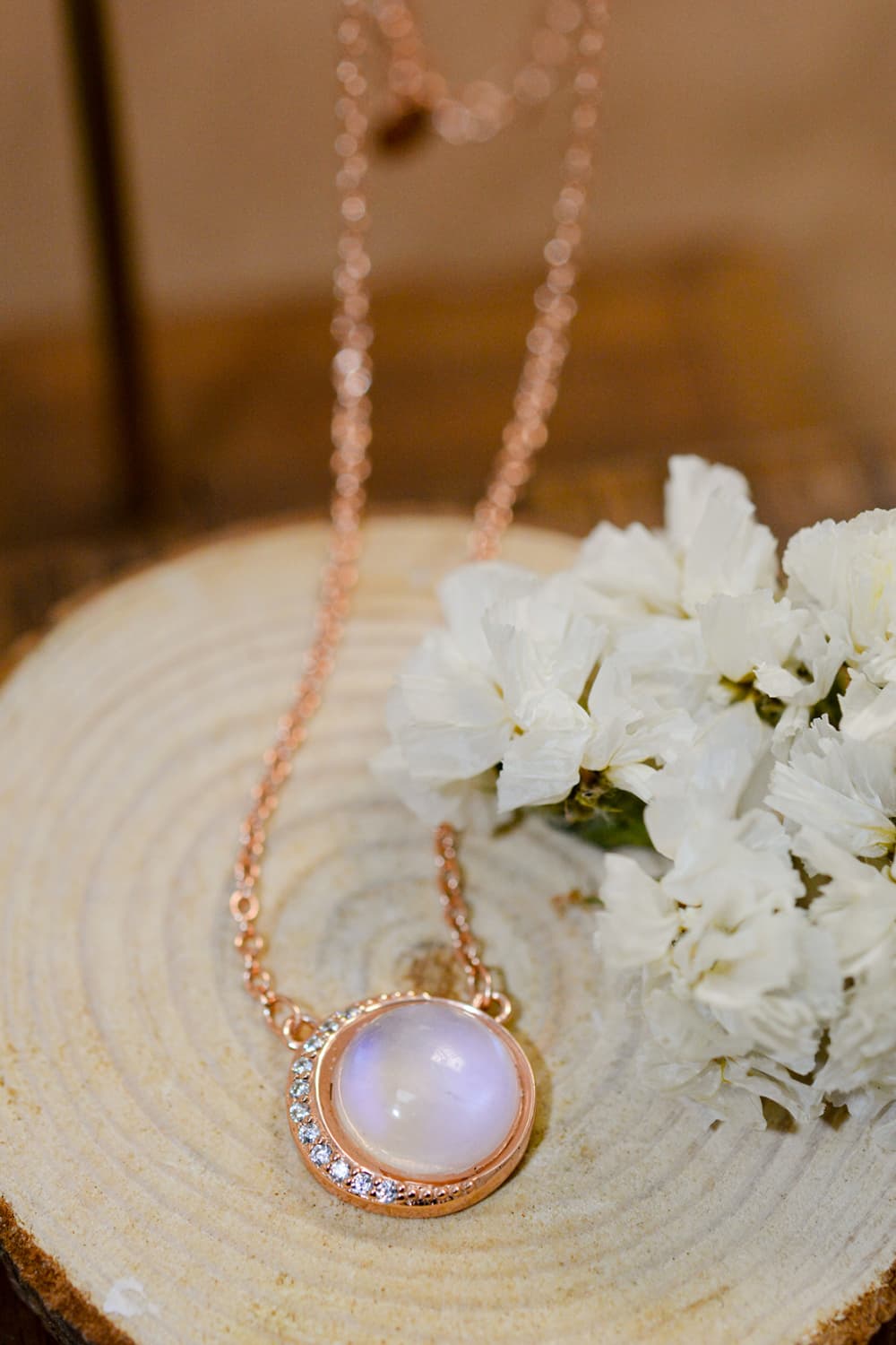 Gypsy Moon Natural Moonstone 18K Rose Gold-Plated 925 Sterling Silver Necklace - BP