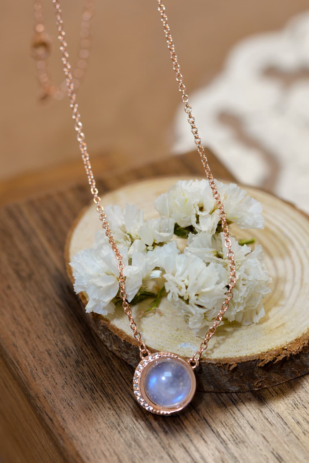 Gypsy Moon Natural Moonstone 18K Rose Gold-Plated 925 Sterling Silver Necklace - BP