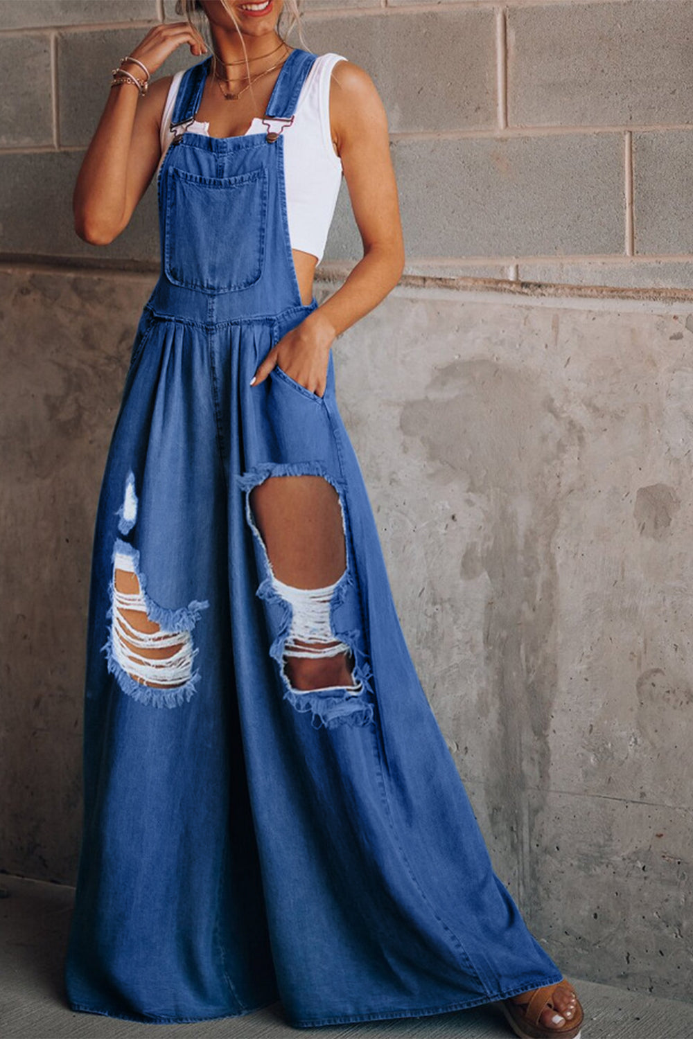 (S-2X) Fight The Feeling Wide Leg Denim Overalls (Multiple Colors) - BP