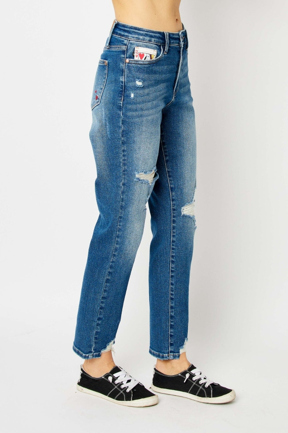 (0-24W) Ace Judy Blue Distressed Boyfriend Fit Jeans