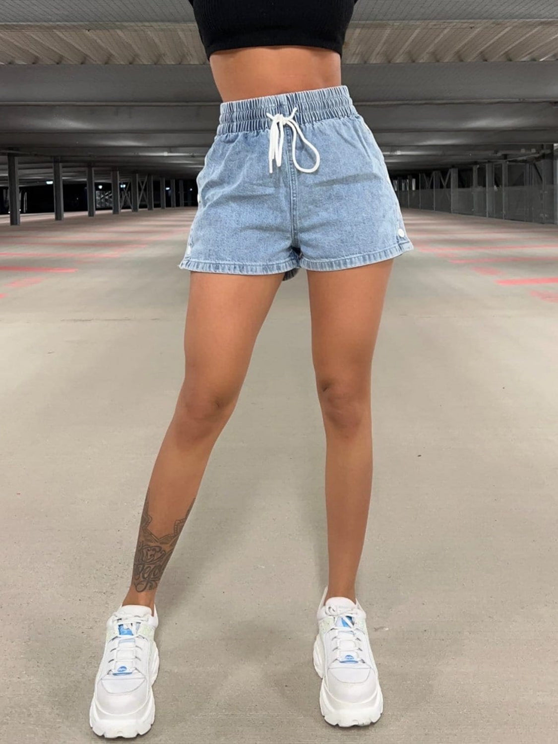 Jezebelle Drawstring High Waist Denim Shorts - BP