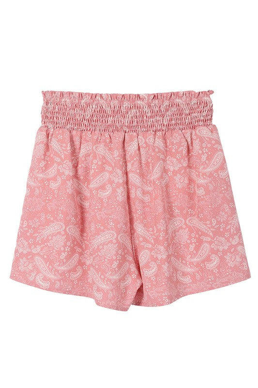 Paisley shirred waist casual shorts -  BP