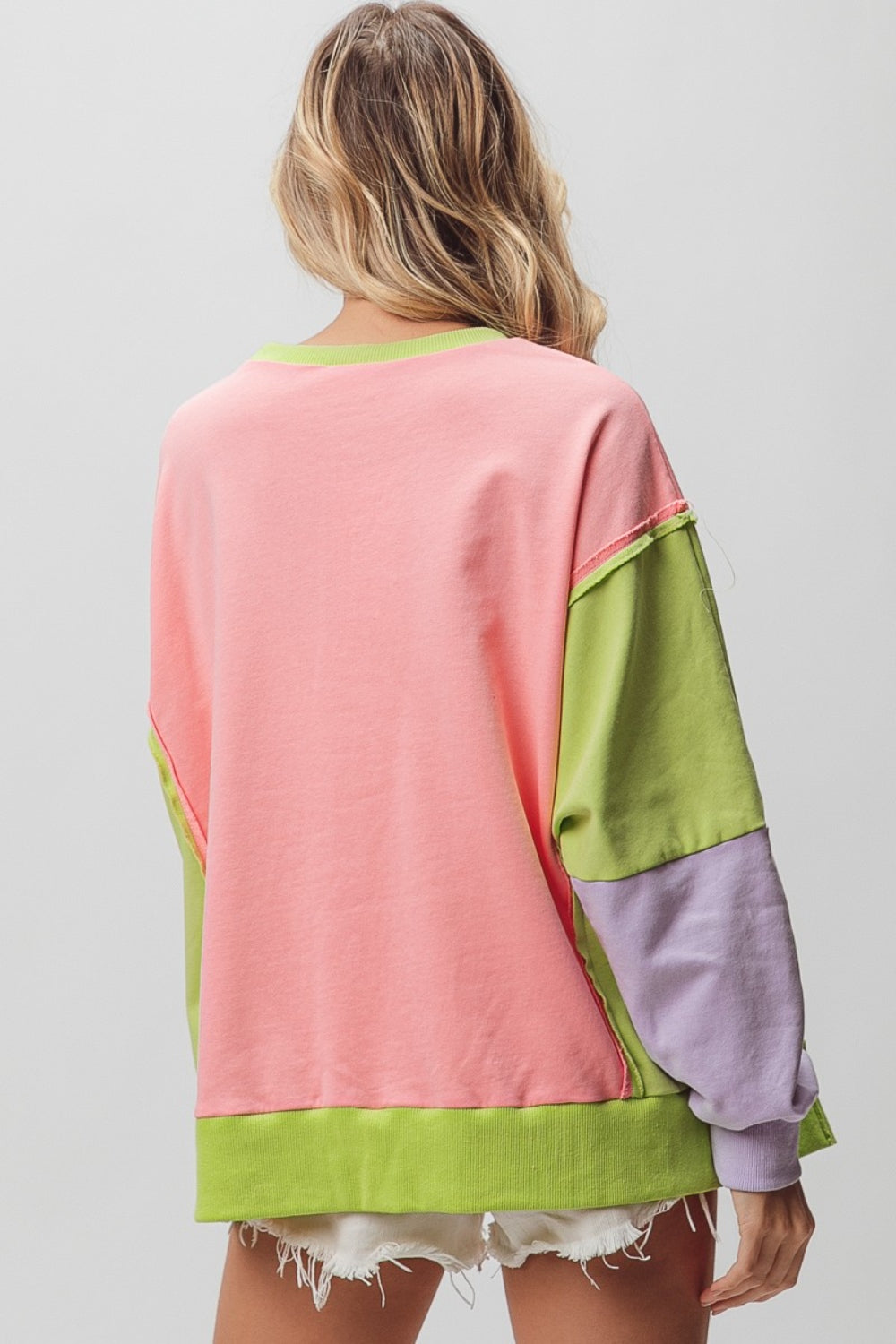 Got You Figured Out Washed Color Block Sweatshirt (BiBi)