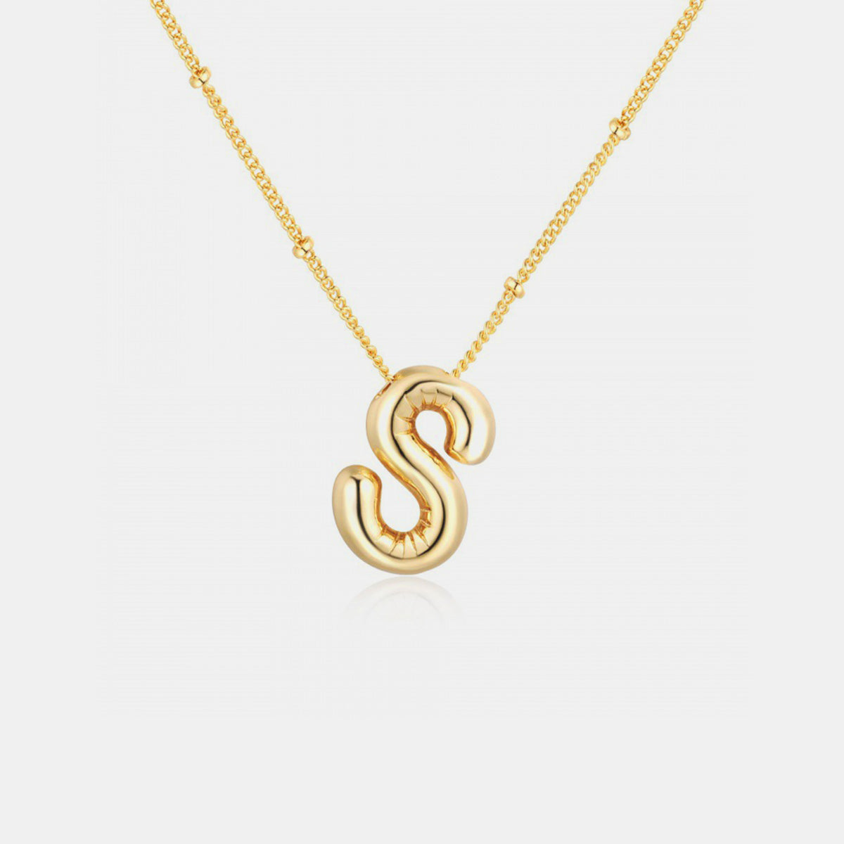 (K-S) What’s My Name Gold-Plated Bubble Initial Necklace