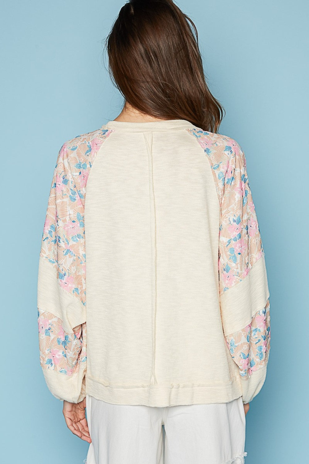 Cover Me In Blooms (POL) Round Neck Balloon Floral Long Sleeve Top