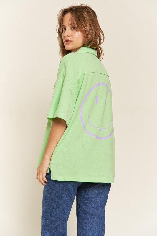 Happy To Be Here Smile Face Back Top (Multiple Colors)