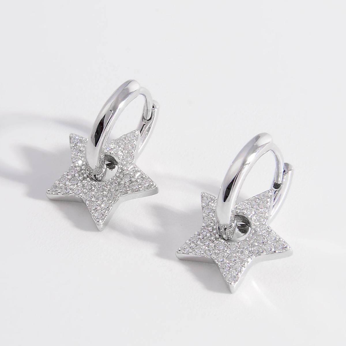 Shooting Stars 925 Sterling Silver Zircon Star Earrings (Multiple Finishes) - BP