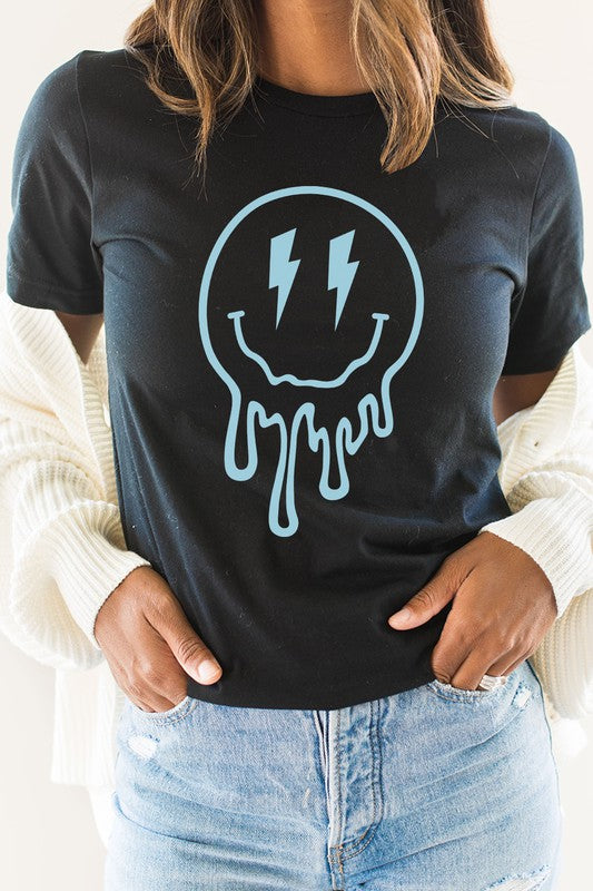 Lightning Bolt Melting Smiley Face Graphic Tee (MULTIPLE COLORS) - BP