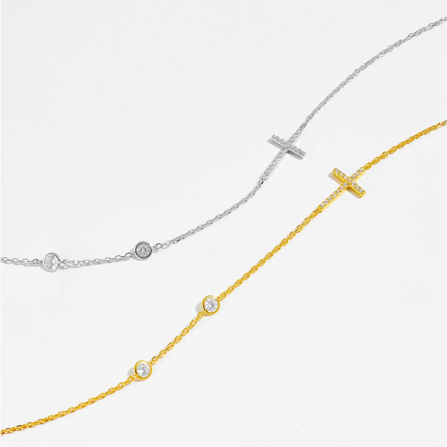 The Mary Zircon 925 Sterling Silver Cross Necklace (Multiple Finishes) - BP