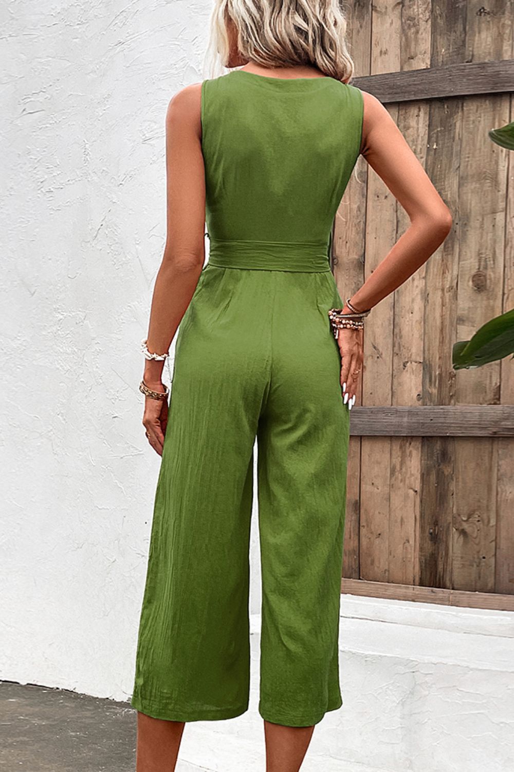 (XS-2X) Take You With Me Tie Belt Sleeveless Jumpsuit with Pockets (Multiple Colors) - BP