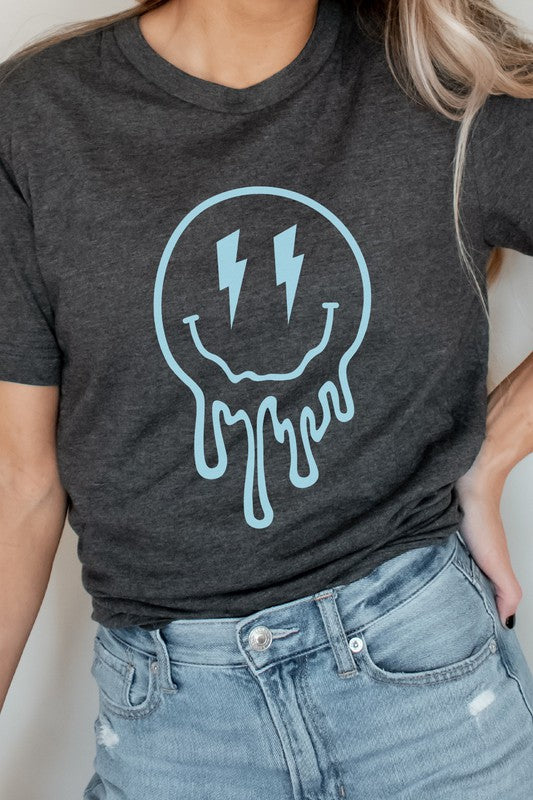 Lightning Bolt Melting Smiley Face Graphic Tee (MULTIPLE COLORS) - BP