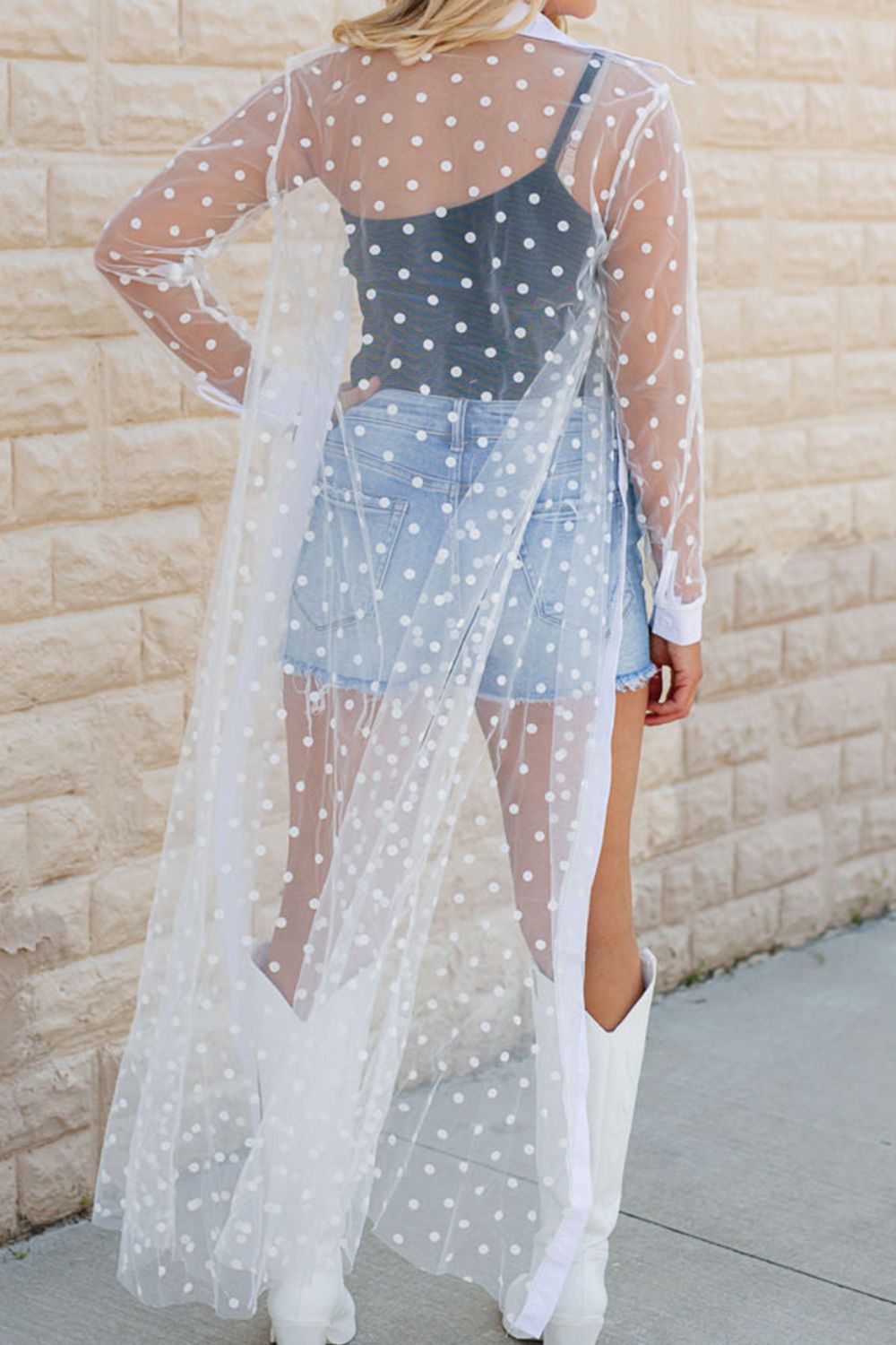 Concert Ready Polka Dot Long Sleeve Cover Up