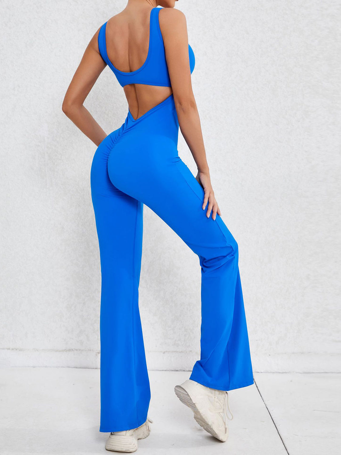 Check Me Out  Cutout Wide Strap Scoop Neck Active Jumpsuit (Multiple Colors)