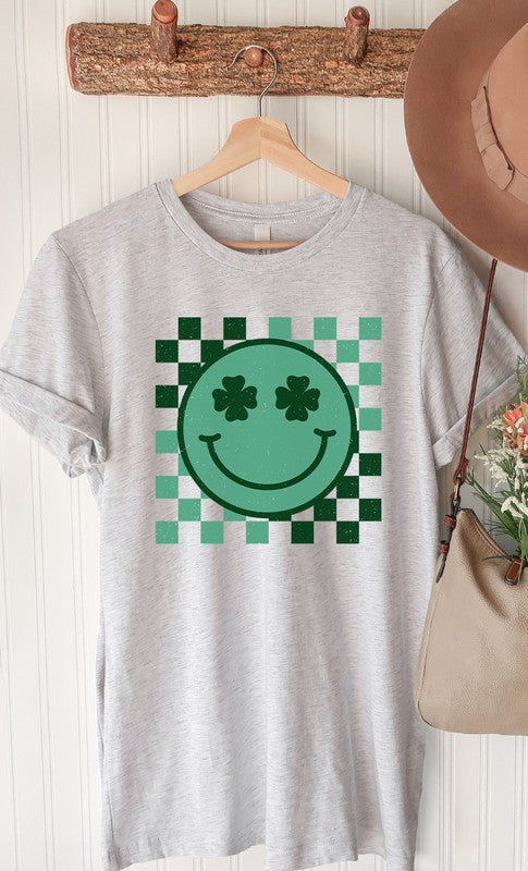 CURVY - Checker Clover Smiley St Patrick PLUS Graphic Tee (MULTIPLE COLORS) - BP