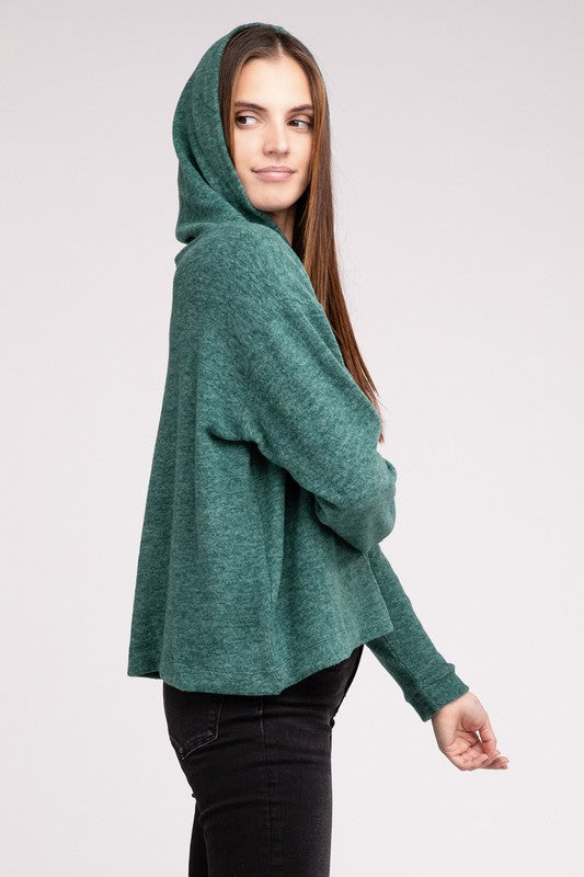 Zenana Hooded Brushed Melange Hacci Sweater (Multiple Colors) - BP