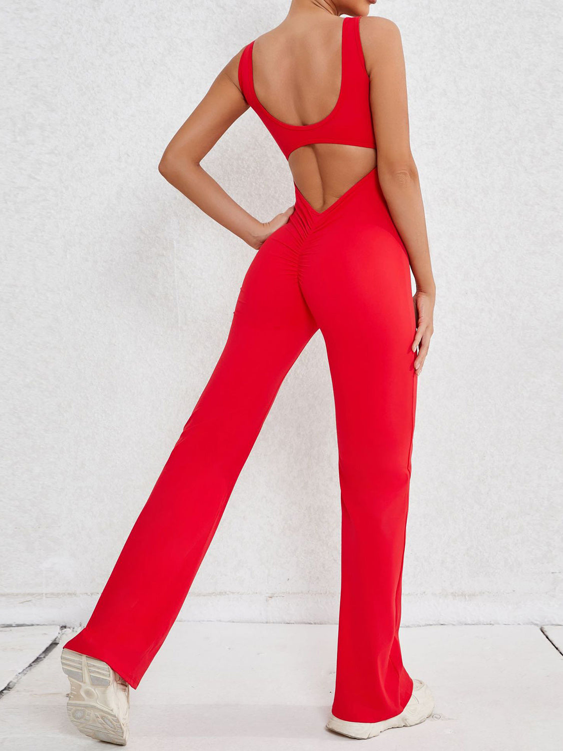 Check Me Out  Cutout Wide Strap Scoop Neck Active Jumpsuit (Multiple Colors)