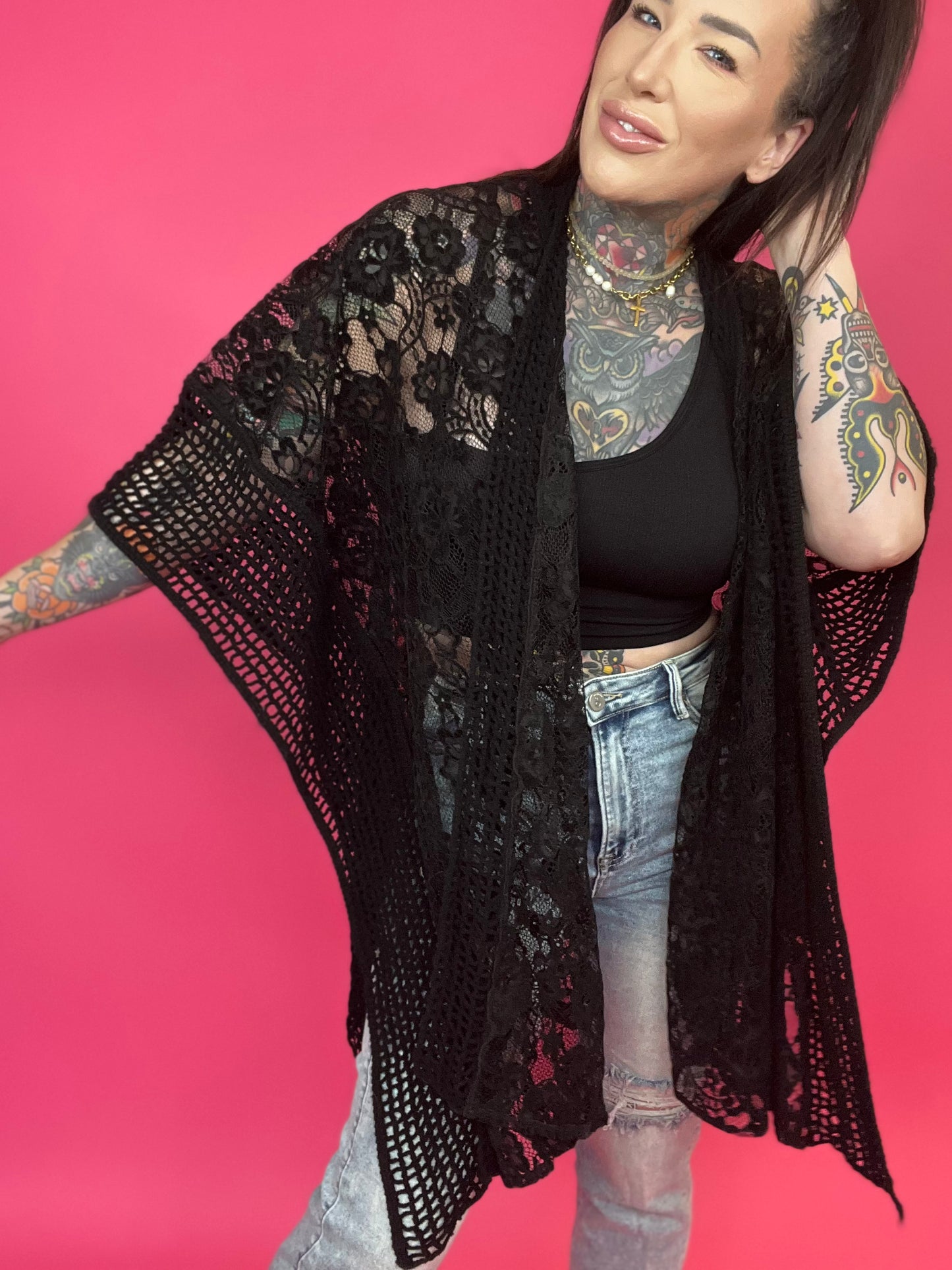 Floral Lace Textured Kimono (Multiple Colors) - BP