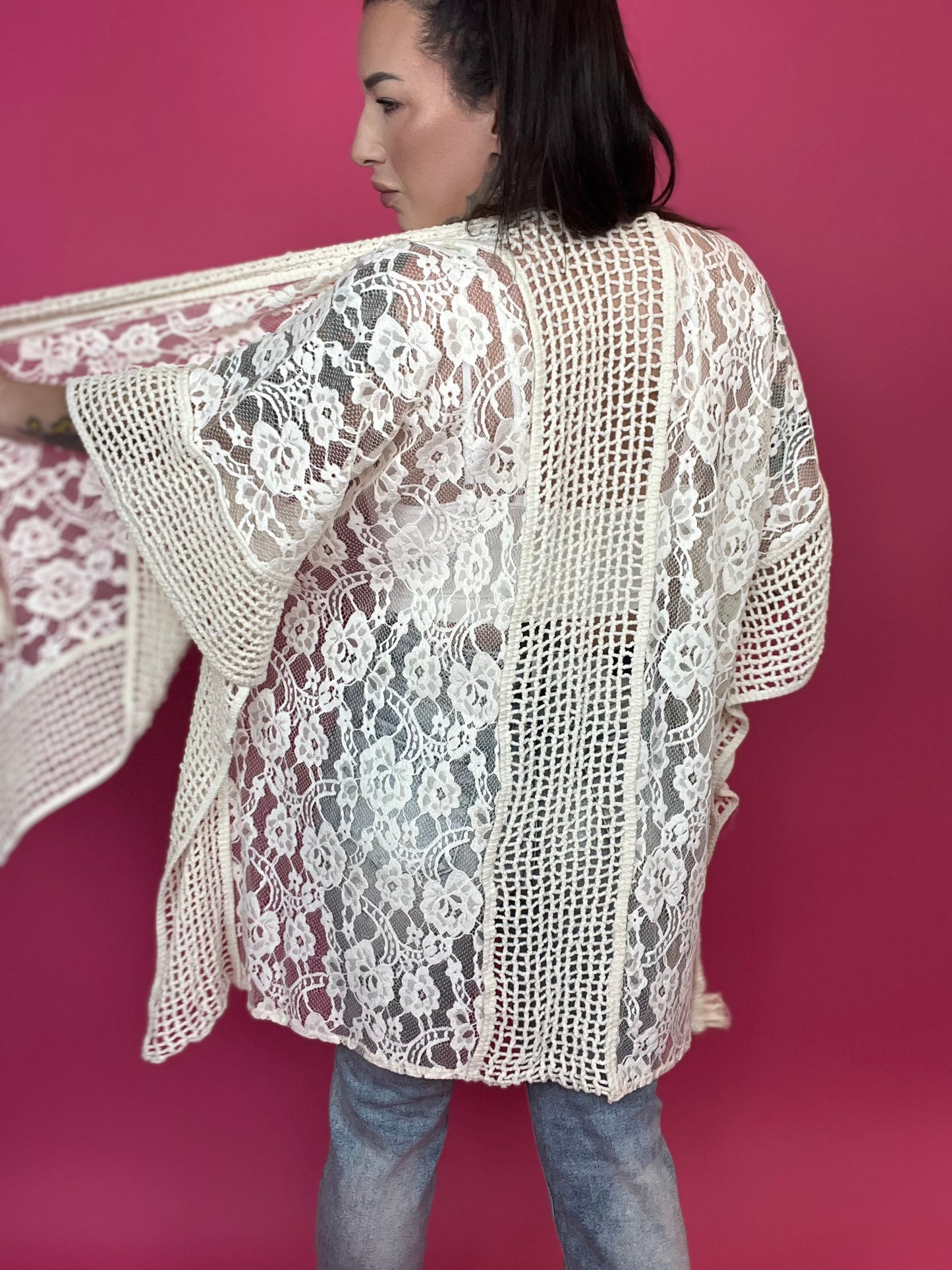 Floral Lace Textured Kimono (Multiple Colors) - BP