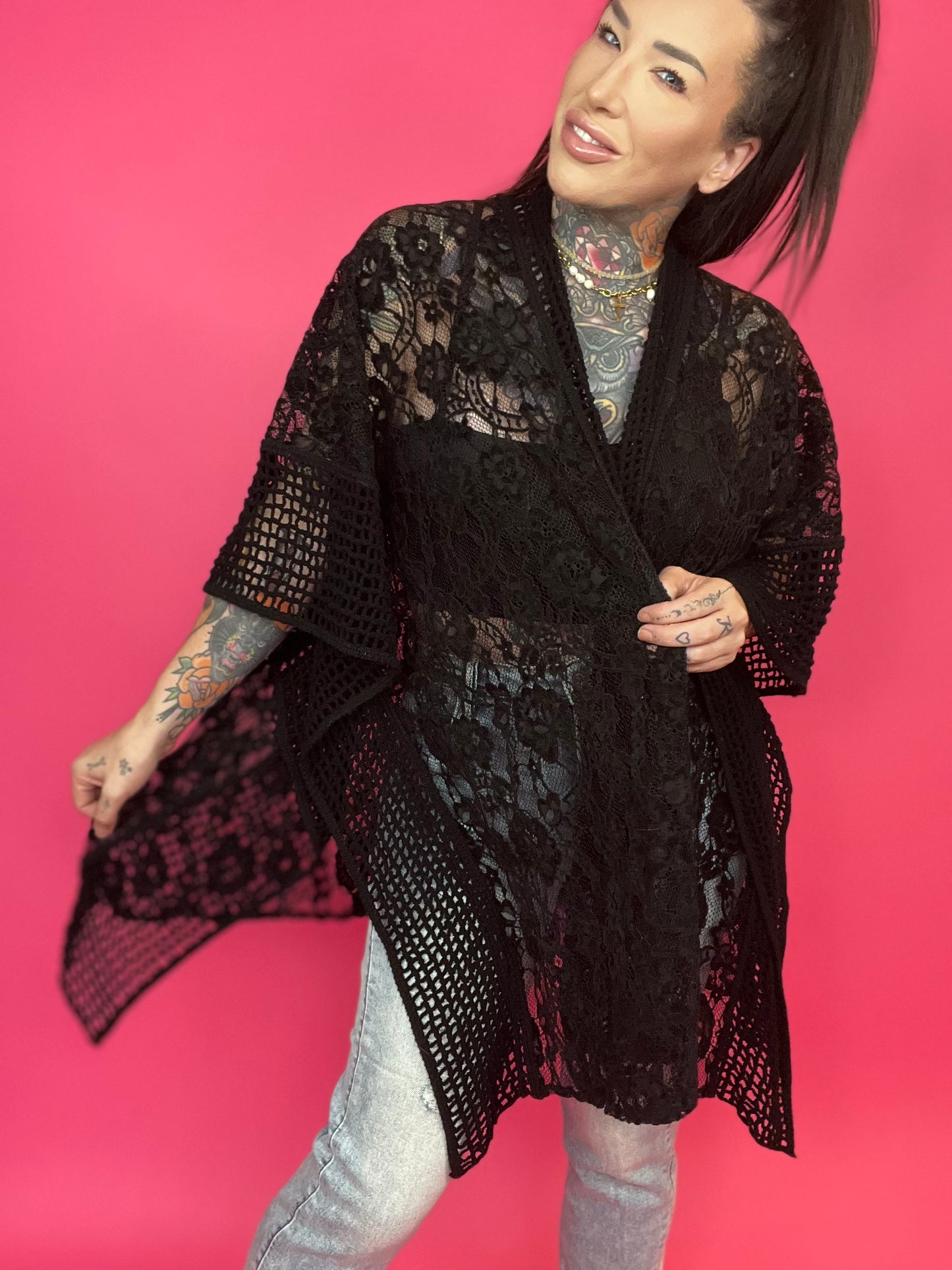 Floral Lace Textured Kimono (Multiple Colors) - BP