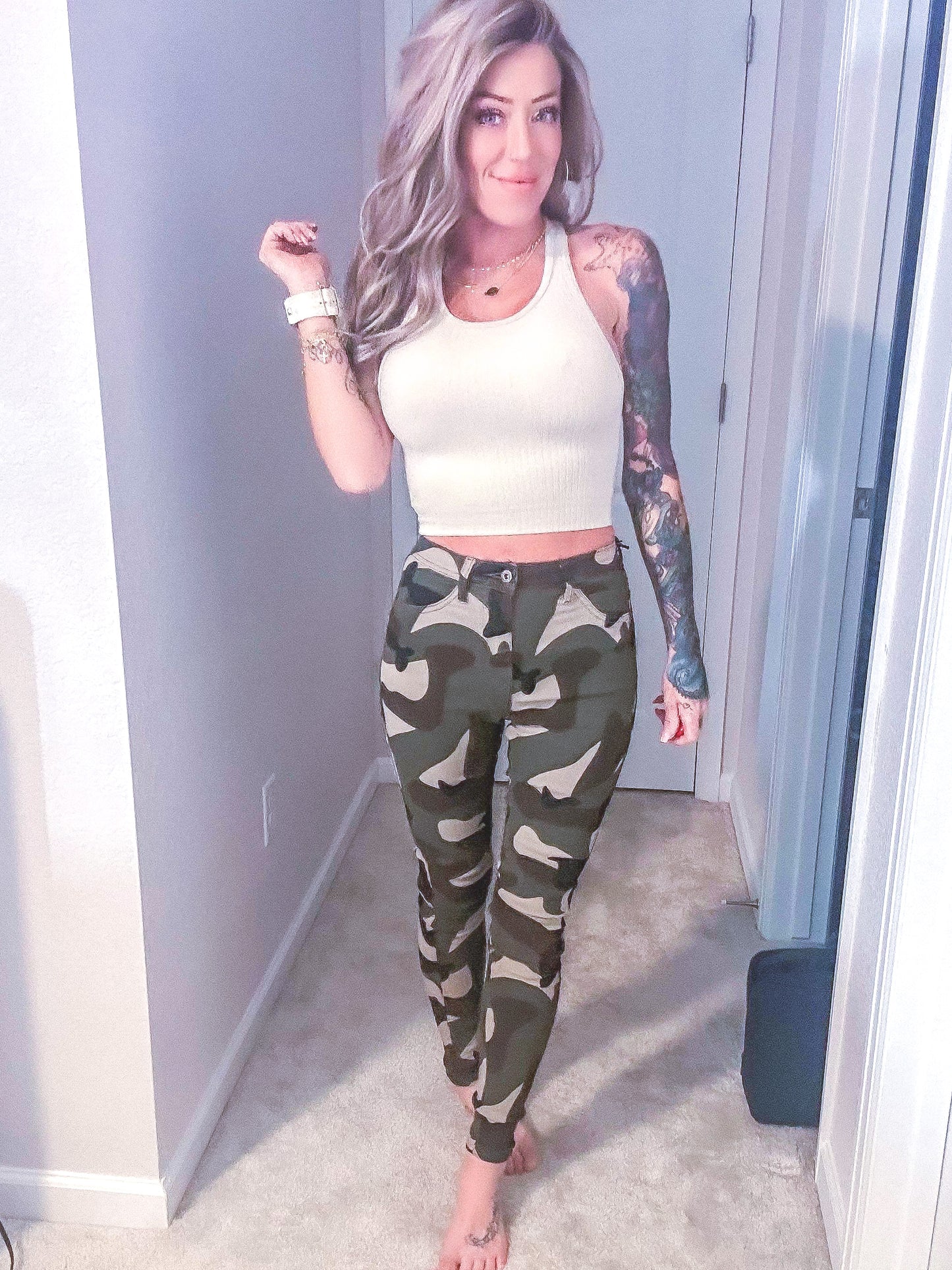 Out Of Sight Camo Highwaisted Skinny Jeans (NEW COLOR)