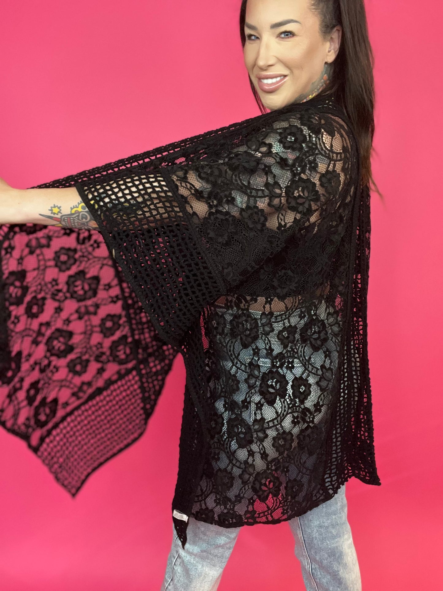 Floral Lace Textured Kimono (Multiple Colors) - BP