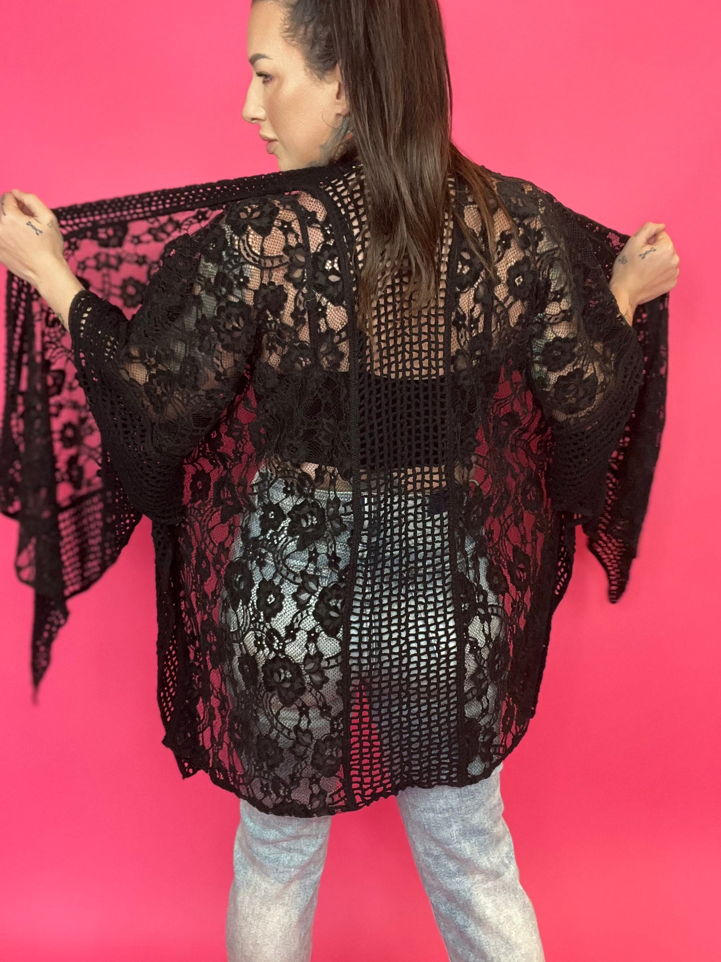 Floral Lace Textured Kimono (Multiple Colors) - BP