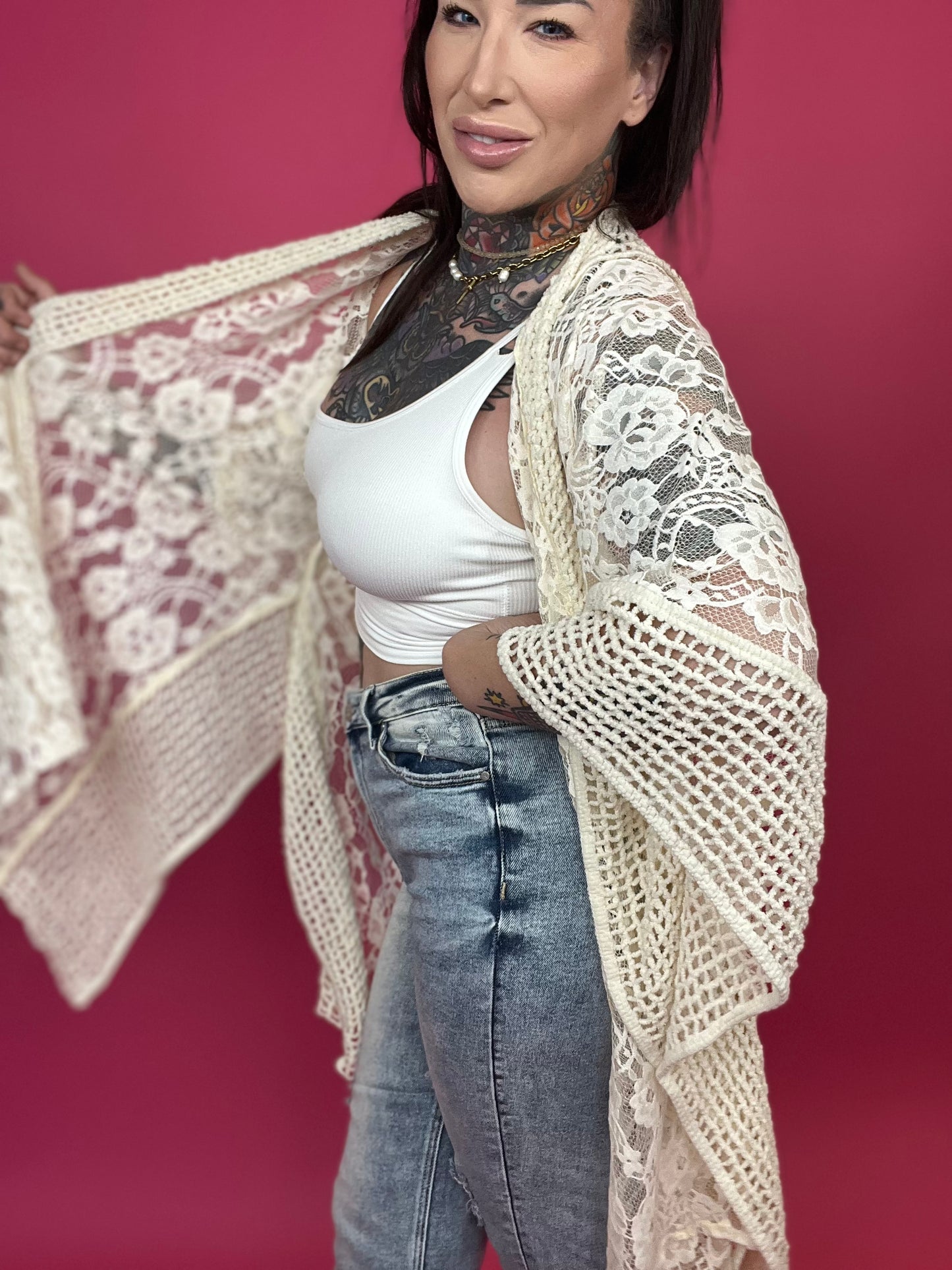 Floral Lace Textured Kimono (Multiple Colors) - BP