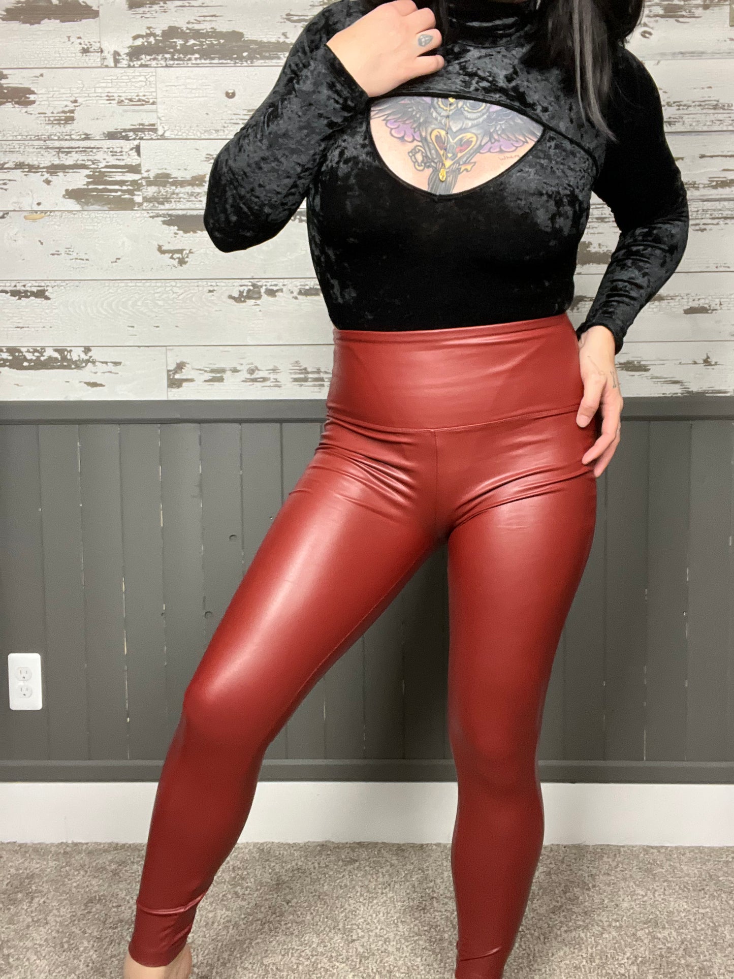 Red Dress - #RDBabe @aylaelizabeth's faux leather leggings and blazer combo  is the definition of CHIC 🖤 Shop it:  blazer