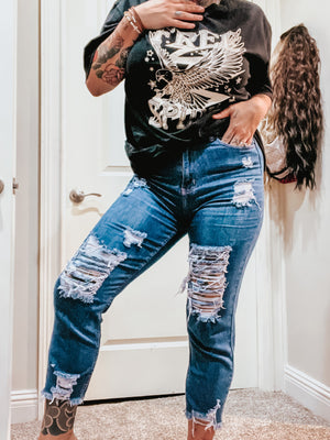 Carnival Distressed Mom Jeans
