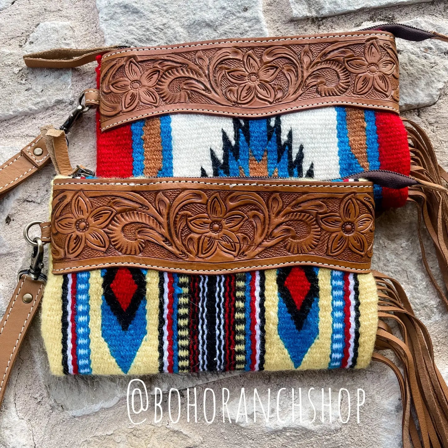 Lemme See You Aztec Tooled Leather Wristlet Purse