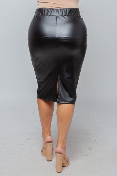 Never Stop Curvy Faux Leather Pencil Skirt