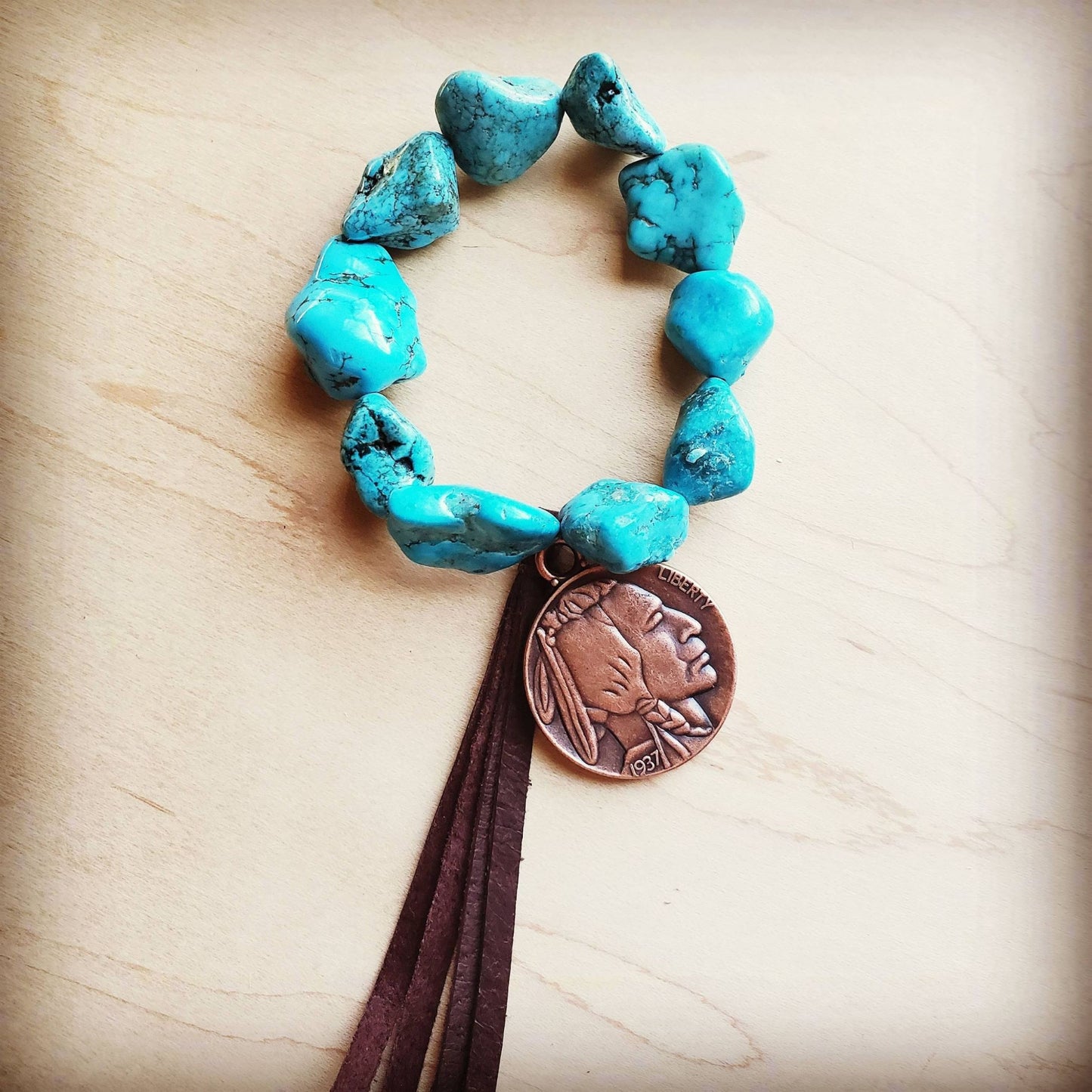 Turquoise Bracelet w/ Copper Coin