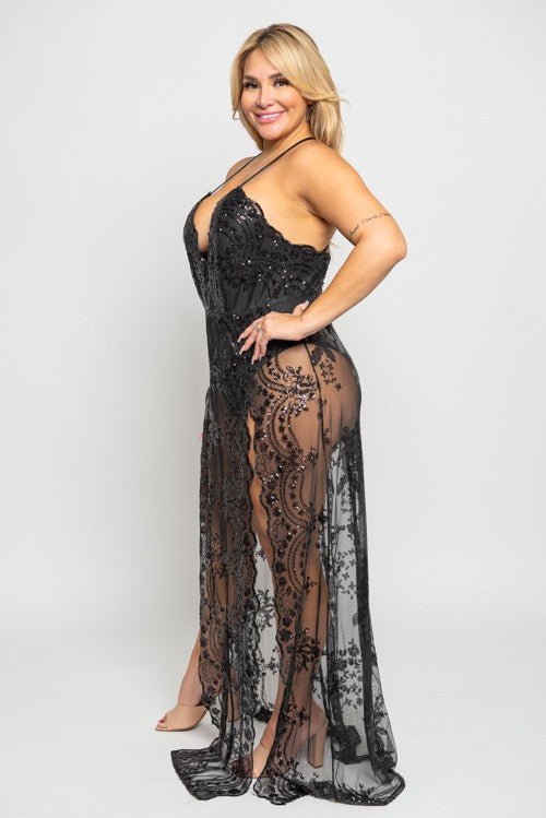 Every Little Thing Curvy Sequin Jumpsuit