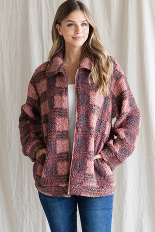She's So Mauve Plaid Jacket