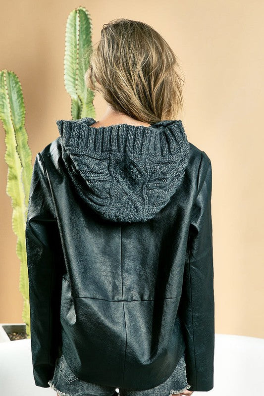 Meet Me Outside Hooded PU Jacket